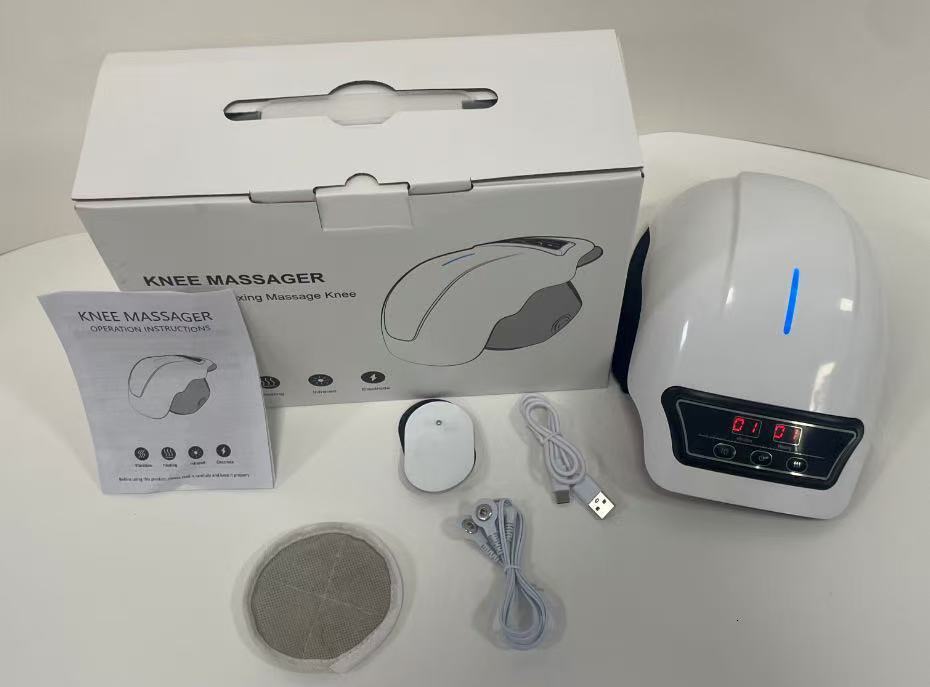 Electric Knee Massager Adjustable Temperature Vibration Cordless Knee Massager with LED Screen White Knee Massage Device 251013