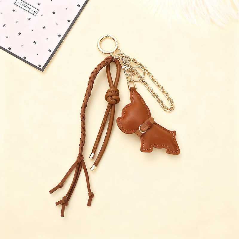 Leather Puppy Dog Keychain For Women Ornament Creative Rope Pendant Student Friends Family Gift M251215