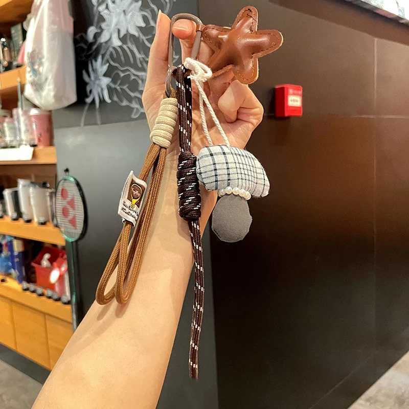 New Cartoon Mushroom Pendant Multi-purpose Brown Bag Charm Handmade Rope Bag Hanging Accessories M251215