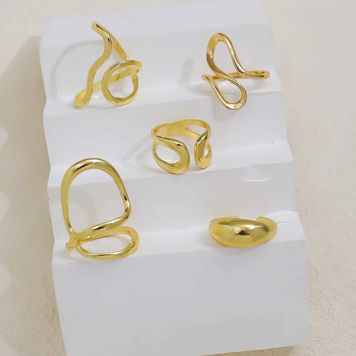 5pcs/set vintage Irregular Open Rings for Women Creative Geometric Knuckle Ring Set Jewlery Accessories M251215