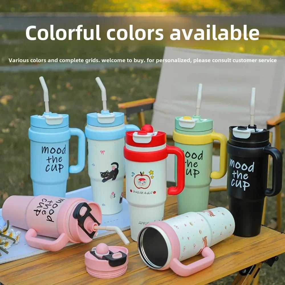 Big Mac 30oz Thermos Cup Girls Stainless Steel Large Capacity Ice Cup with Straw Double Drinking Ton Water Cup H251215