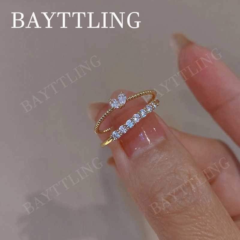 Charm 925 Sterling Silver/Gold Sparkling Heart Zircon Open Ring For Women Fashion Punk Party Gift Jewelry Christmas M251215