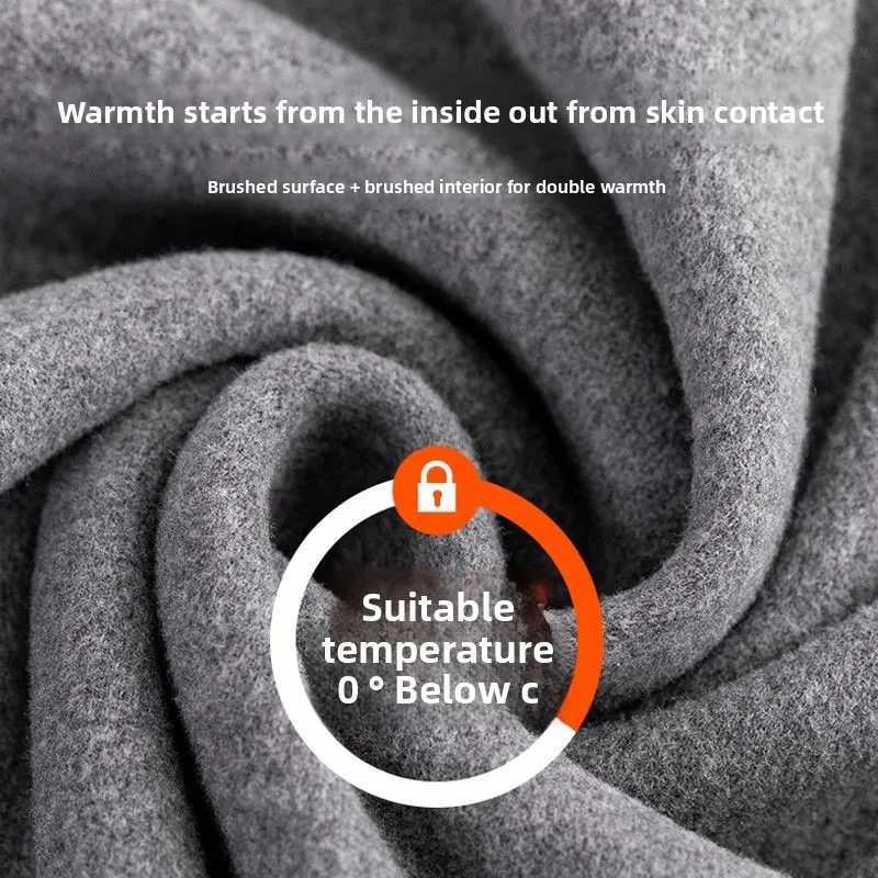 Mens Underwear Mens Thickened and Padded Fleece Long Sleeve Round-Neck Innerwear for Autumn and Winter G251215