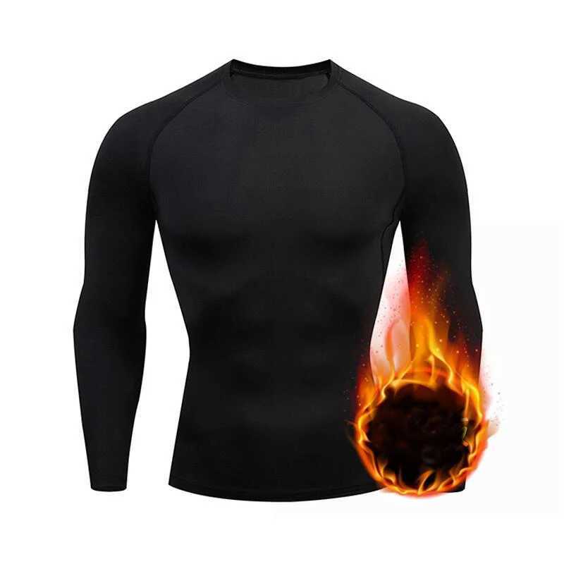 2024 Autumn Winter Men Undershirts Thermal Underwear Thin Fleece Elastic Compression Fitness For Winter Sports Wear G251215