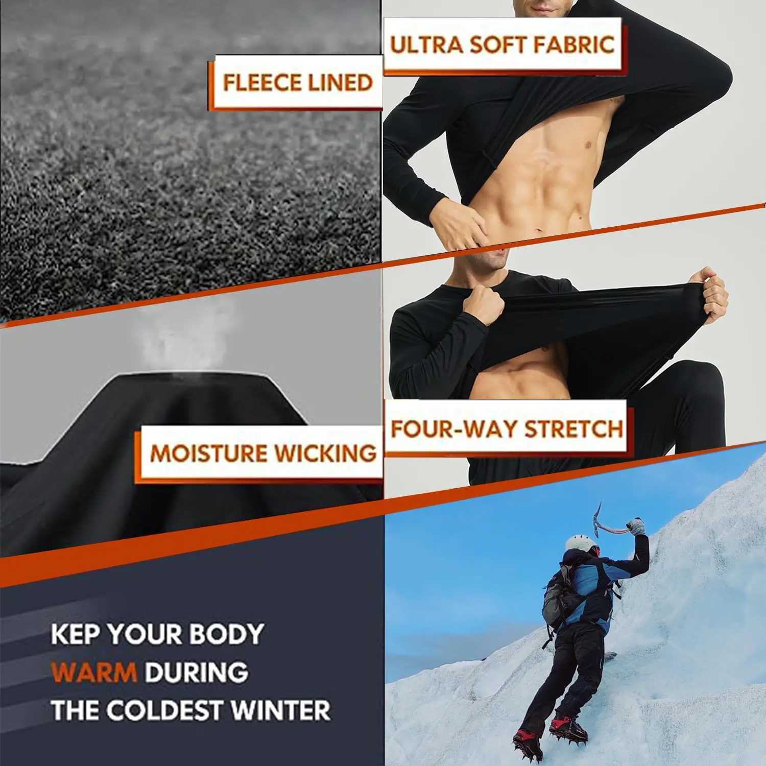 Thermal Shirts for Men Crewneck Long Sleeve Thermal Undershirt Men Base Layer Cold Weather Thermals G251215