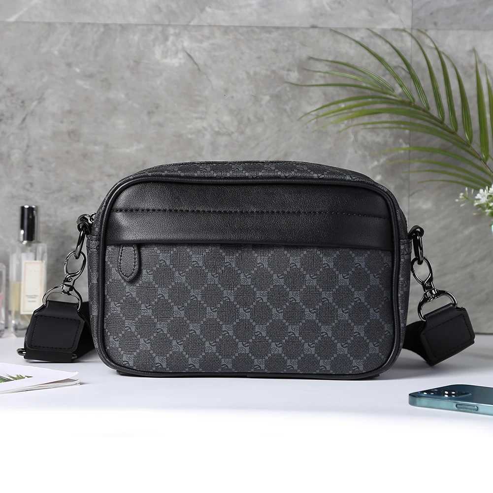 Mens Leather Crossbody Satchel Classic Pattern Business Sling Bags Male Casual Shoulder Crossbody Bag Small Square Plaid BagsT251215