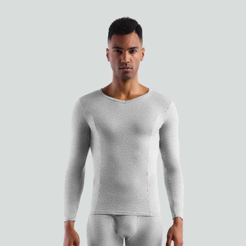 Mens thin cotton V-neck slim-fit basic underwear single youth autumn coat warm top base shirt G2512151