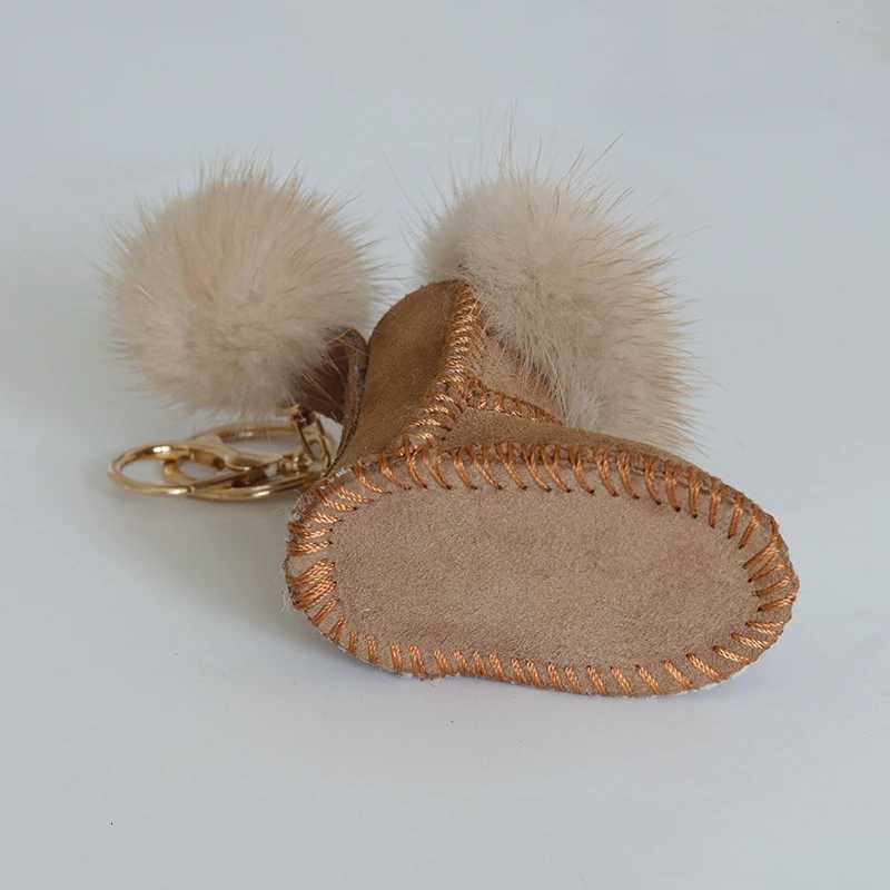 Cute Fur Keychains Hand-sewn Leather Key Chains For Bag Pendants Car Key Fashion Women Couple Festival Gift Keyrings Accessories M251215
