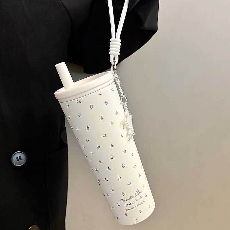 Original Star Stainless Steel Straw Water Bottle For Girls Large Capacity Sports Insulated Tumbler Camping Coffee Thermal Bottle H251215