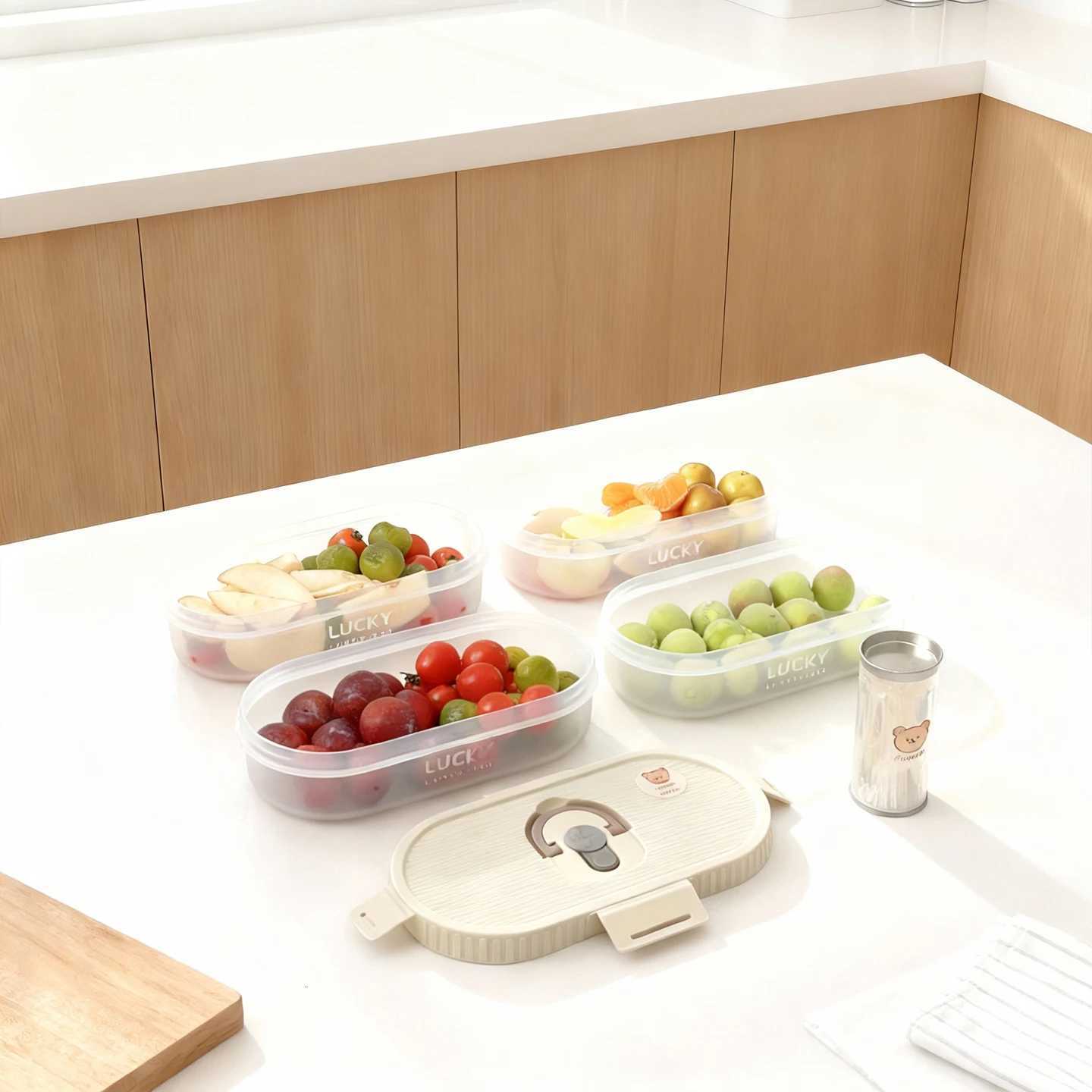 WORTHBUY Oval Plastic Bento Lunch Box With Handle Microwave Heatable Leak-proof Large Capacity Food Container For Kids Students H251213