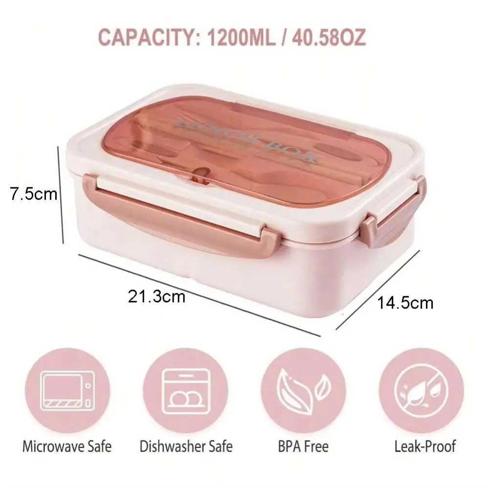 Portable Microwavable Bento Box 1200ML Leakproof Food Storage Container 3 Grids Food Grade Food Storage Box Kids H251213