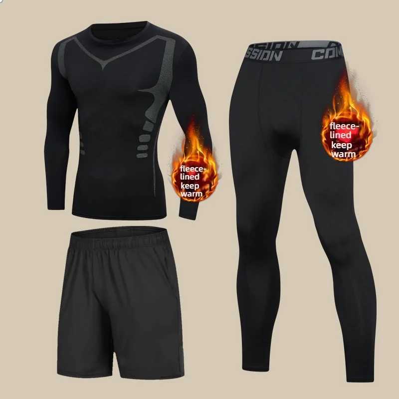De Run Warmth-Retaining Underwear Set for Men Winter Version with Thick Fleece Lining Great for Running Undergarments for Col G251215