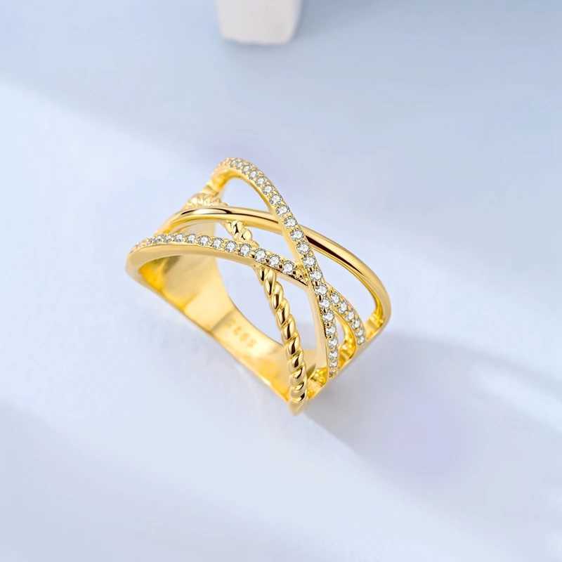 Original 925 Sterling Silver Ring Golden Stars Moon Heart Zircon Finger Ring For Women Jewelry Wedding Engagement Birthday Gift M251215