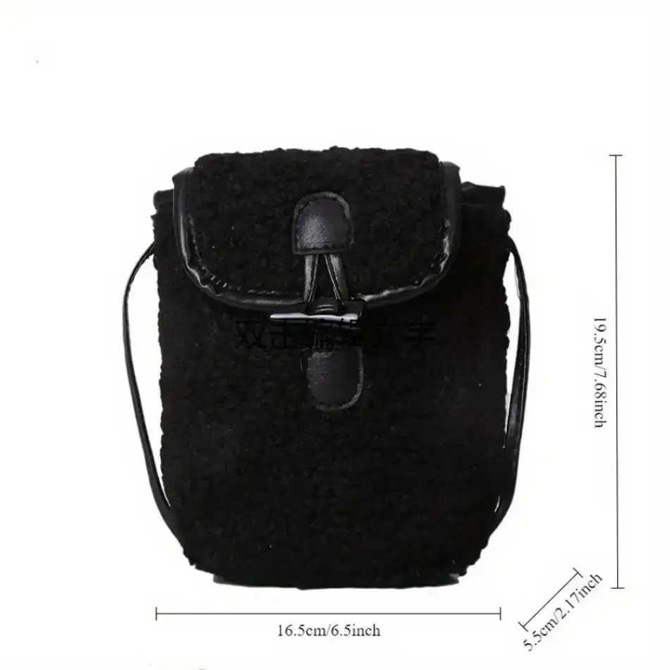1 Pcs Womens Retro Lamb Fleece Bag Color Blocking Minimalist Mobile Phone Bag Single Shoulder Crossbody Small BagT251215