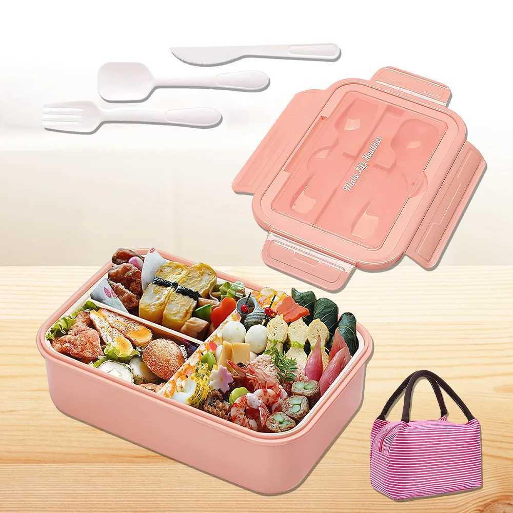 3 Grids Microwave Plastic Lunch Box Portable Detachable Fruit Bento Box Stackable Food Container For School Travel Off Picnic H251213