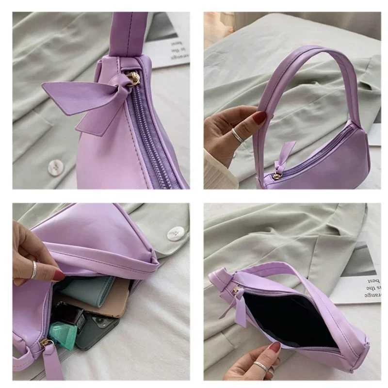 Retro Soft PU Leather Women Shoulder Underarm Bags Casual Solid Color Small Top-Handle Handbags Ladies Fashion Shoulder BagsT251215