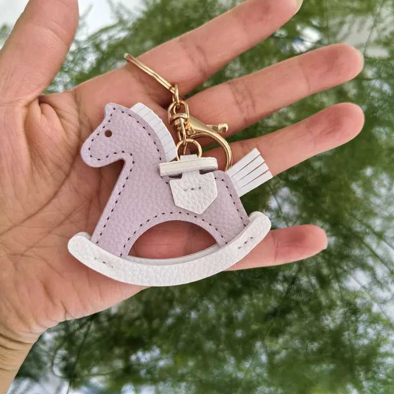 Women Charms Bag Pendant PU Leather KeyChain Cartoon Pony Horses Keyring Cute Animal Ornament Accessories Gift M251215