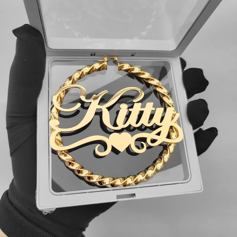 DHQH Name Twist Hoop Earrings Customized Name Earrings 18KGold Personalized Name Earrings Customized Women Earrings Gift for Her 251211