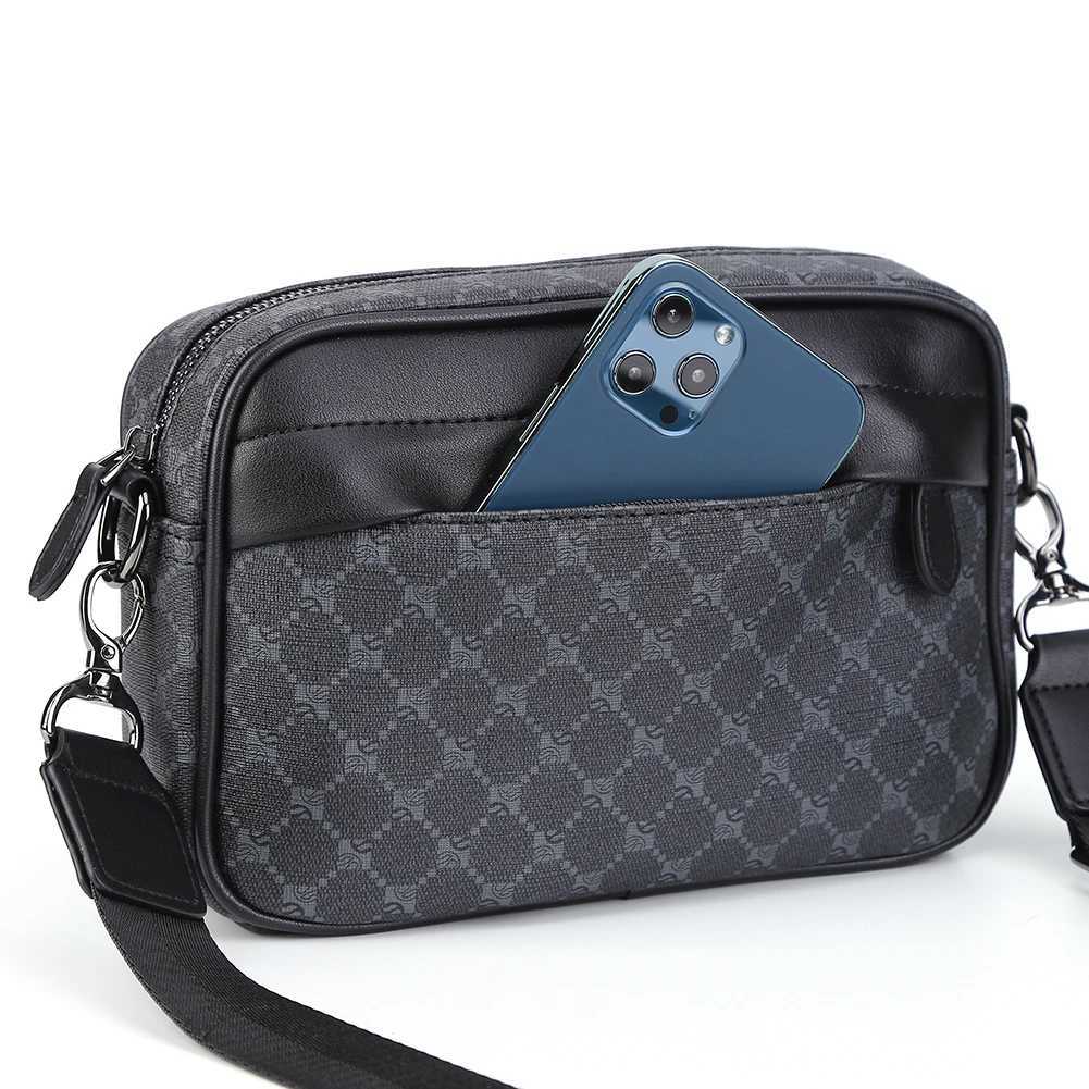 Messenger Sling Bags For Men Casual PU Small Zipper Crossbody Pouch Men Shoulder Bag Women Square Bag Trendy Diagonal Chest BagT251215