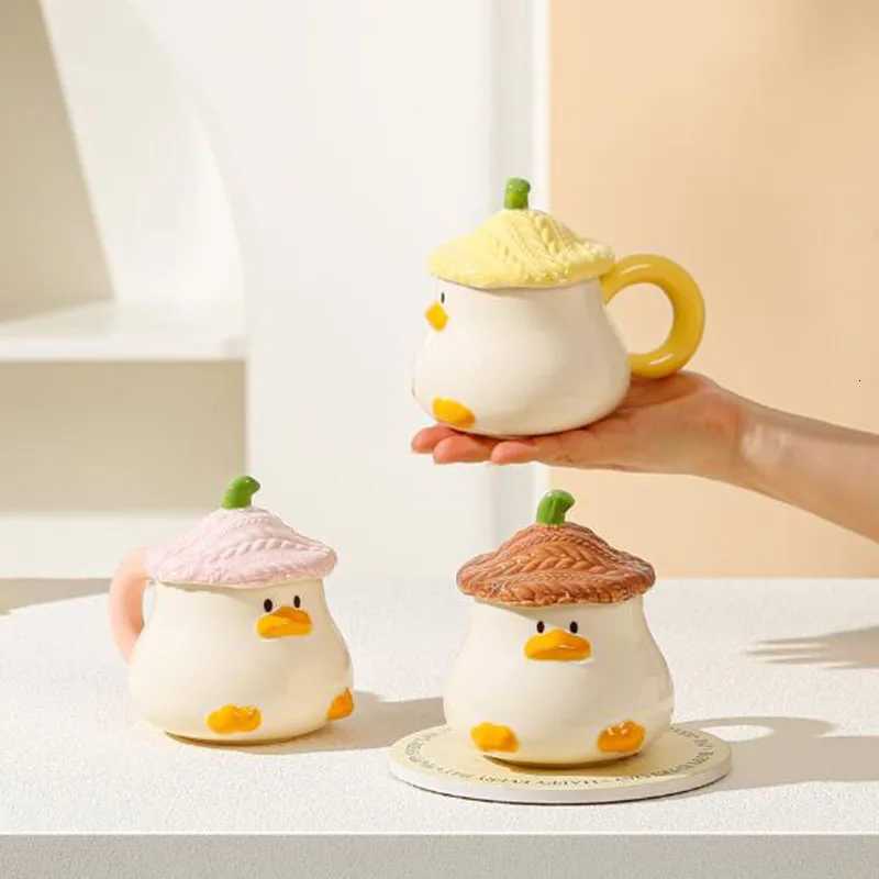 New Style Porcelain Cartoon Duck Coffee g with Lid Breakfast Milk g Drinkware Kitchen Water Cup 400ml H251215