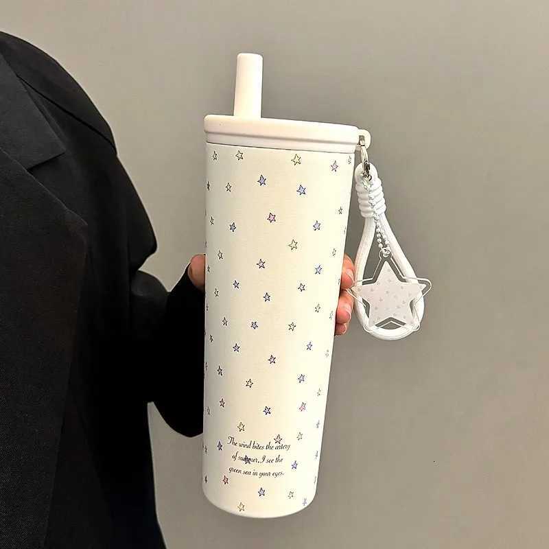Original Star Stainless Steel Straw Water Bottle For Girls Large Capacity Sports Insulated Tumbler Camping Coffee Thermal Bottle H251215