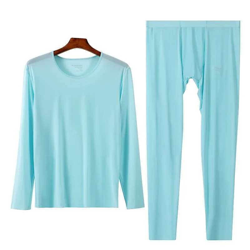 Mens Long Johns Set Ice Silk Long Sleeves Tee TopsBottoms Sport Underwear Set Comfort Man Thermal Underwear G251215
