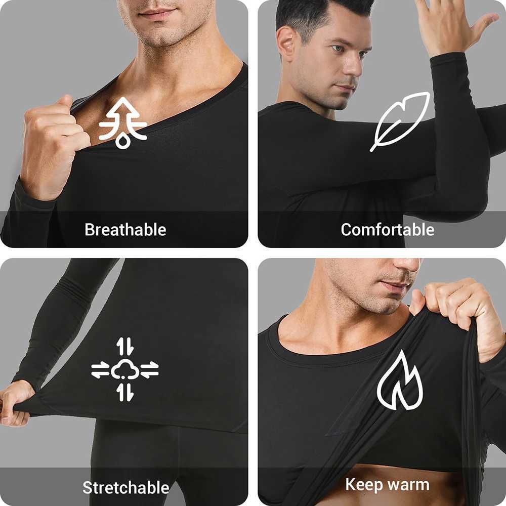 Thermal Underwear Set Men Winter Clothes Thermal Shirt Tights Round Neck Thin Slim Fit Long Sleeve T-shirt Long Johns Suit G251215