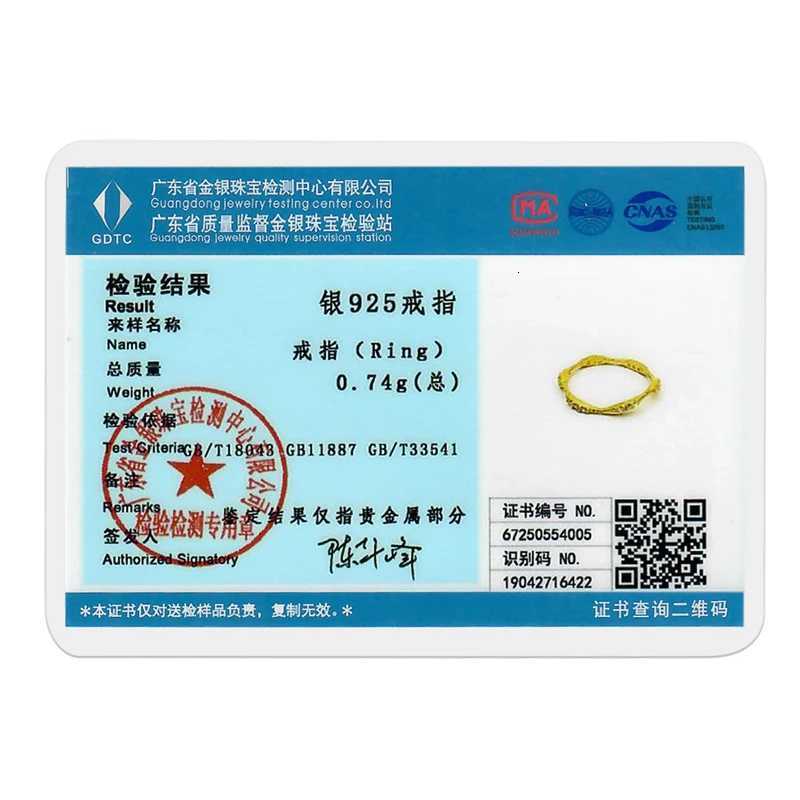 Original Real 925 Sterling Silver Gold Simple Ring Size 6-9 Zircon Ring For Women Wedding Jewelry Gift M251215