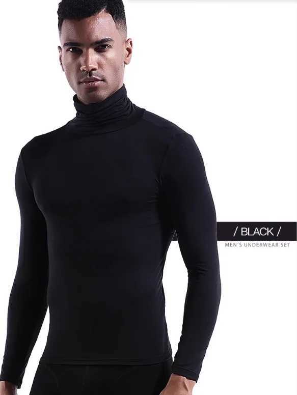 Mens Modal Underwear Backing Shirt Slim and Slim Large Elastic facial mask T Long Sleeve High Collar Milk Silk Slip Top G251215