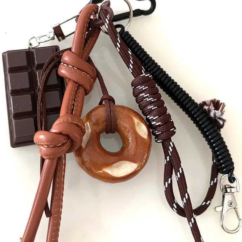 Autumn/Winter Brown Cute Alkaline Bread Korean Style INS Bag Pendant Chocolate Mountain Climbing Rope Keychain Decorative Hangin M251215