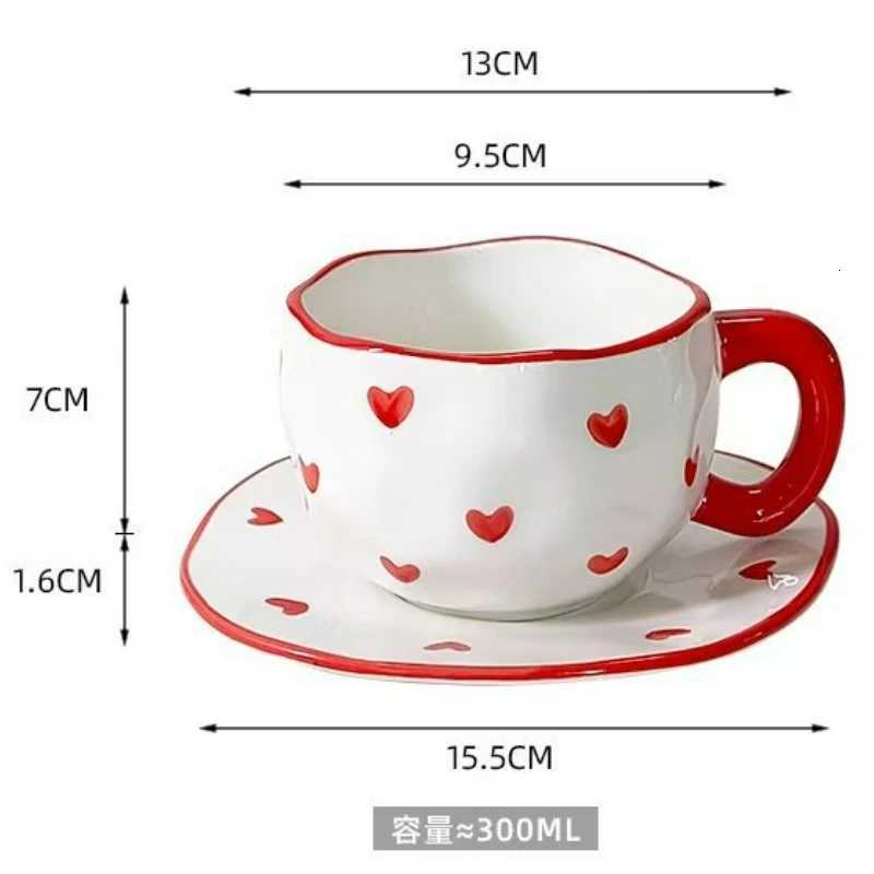 Korean Style Cute Bow Coffee Ceramic Cup Plate Set Creative Vintage Hand Painted Household Off Milk Breakfast Water Cups New H251215