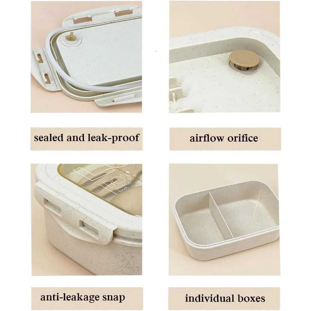 850ml Bento Lunch Box for Adts with Cutlery Set Leak-Proof Cpartments for Off Picnic Travel Portable Snack Box Beige H251213