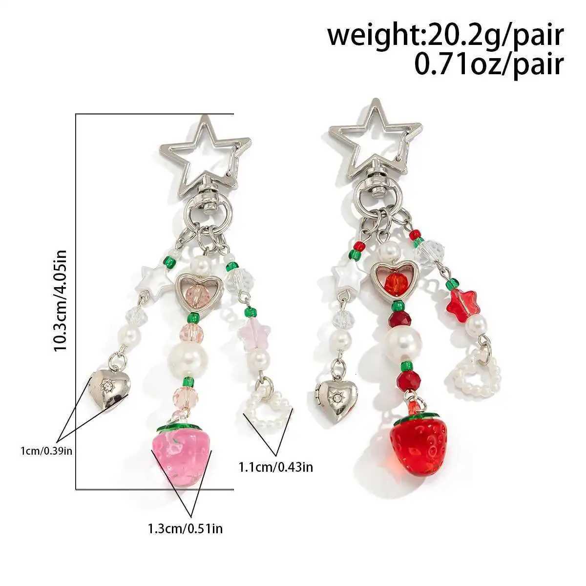 Ingemark Y2K 2025 New Korean Fashion Strawberry Bow Keychains Heart Pendant Keyring Ins Aesthetic Holder Bag Pendant Accessories M251215