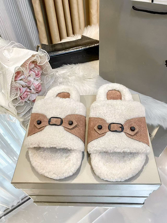 men women Slippers Plush Wool Winter Fur Fluffy Furry Warm Letters Sandals Flip Flop Slipper Black Grey Pink white scuffs Bohemian buttom