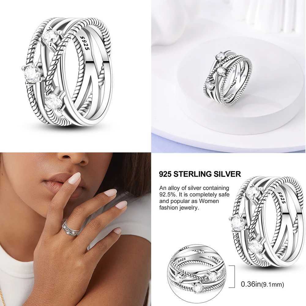 Rings For Women 925 Sterling Silver Zircon Winding Romantic Ring Finger Beaded Luxury Jewelry Original Engagement Wedding Gift M251215