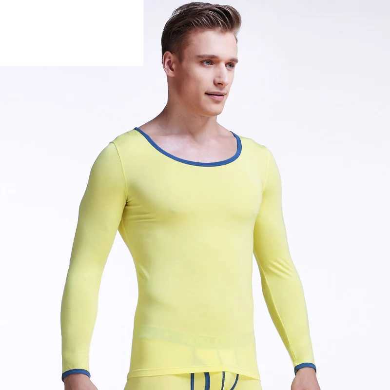 Mens big round neck tight-fitting basic thermal underwear Modell autumn thin single base shirt low collar on the clothes G251215