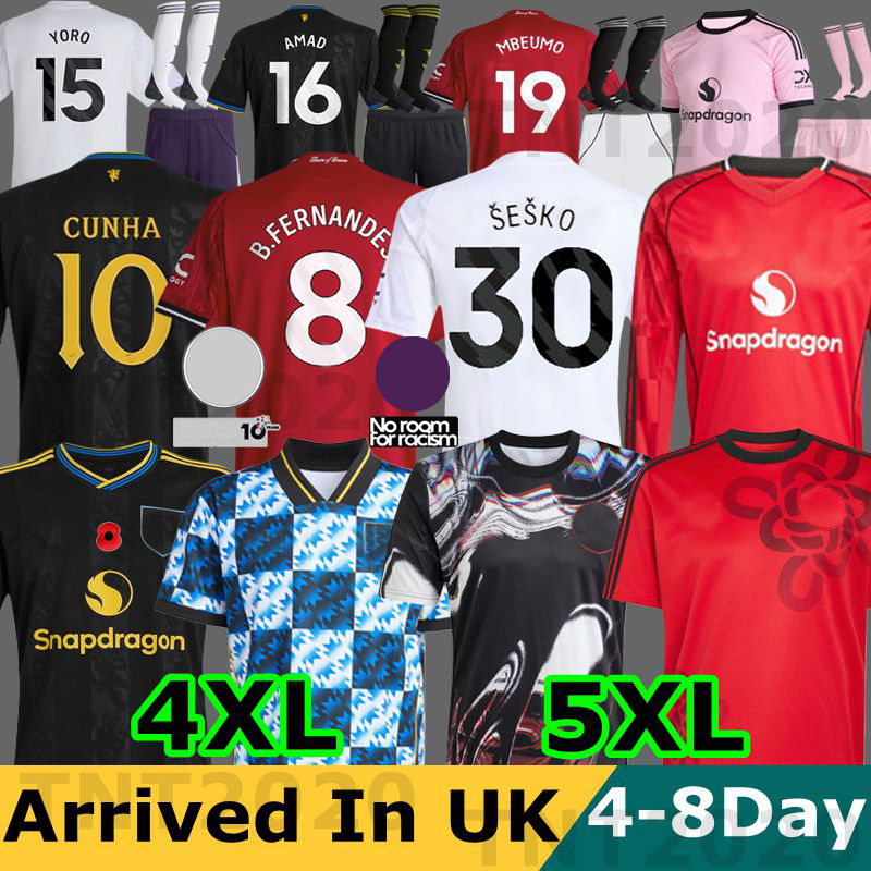 TOP 25 26 MAN CUNHA training Soccer Jersey AMAD SESKO MAINOO MOUNT ZIRKZEE unted football shirt MARTINEZ FERNANDES UNTED MBEUMO Kids Child Long short Sleeve jerseys