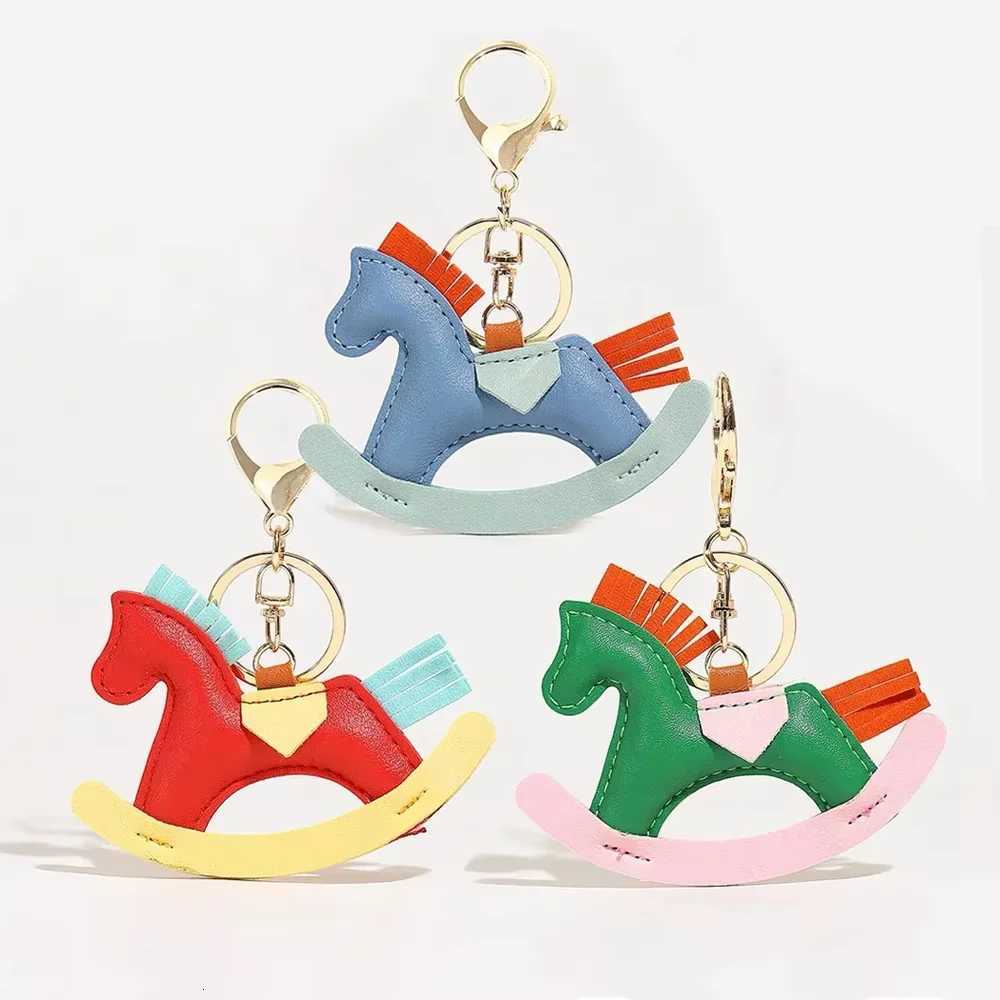 Trendy Designer luxury PU Leather Rocking Horse Keychain Pony Horse Pendant Decoration For Ladies Bag Keyring Charm Accessories M251215