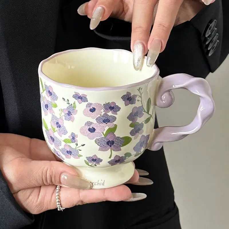 Floral Premium Ceramic Vintage g Ceramic He Coffee g High Appearance Ll Cup Birthday Gift gs Coffee Cups H251215