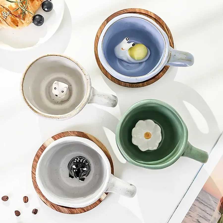 Cartoon 3D gs Handmade Snail Cat Dog Daisy Cups Ceramic Kitchen Drinkware Cute Big Coffee Tea g Cup Fun Birthday Gift H251215