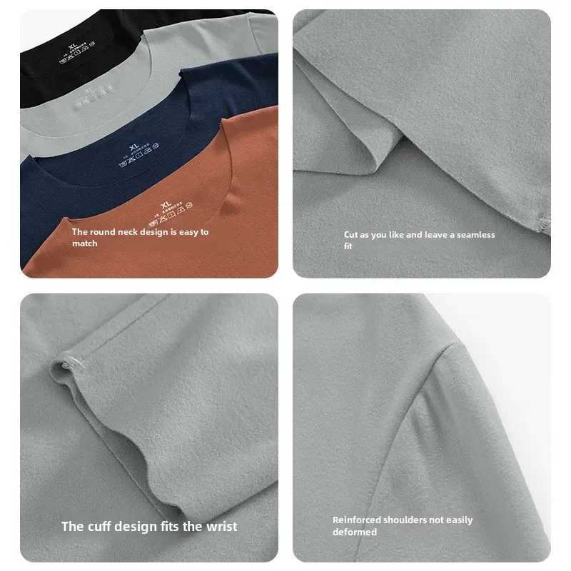Fall Winter Double-Sided Fleece Long Sleeve Tshirt for Men Warm Innerwear Thermal Underwear Fleece-Lined Heat Top G251215