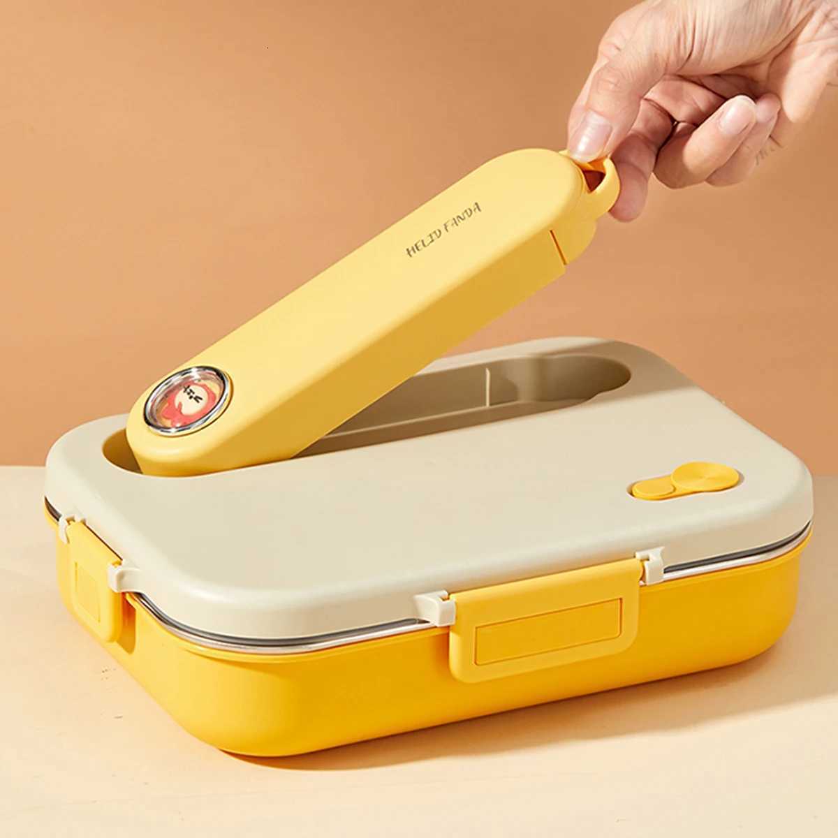 WORTHBUY 4/5 Grid 304 Stainless Steel Lunch Box For Kids Students With Cutlery Microwave Safe Large Capacity Sed Bento Box H251213