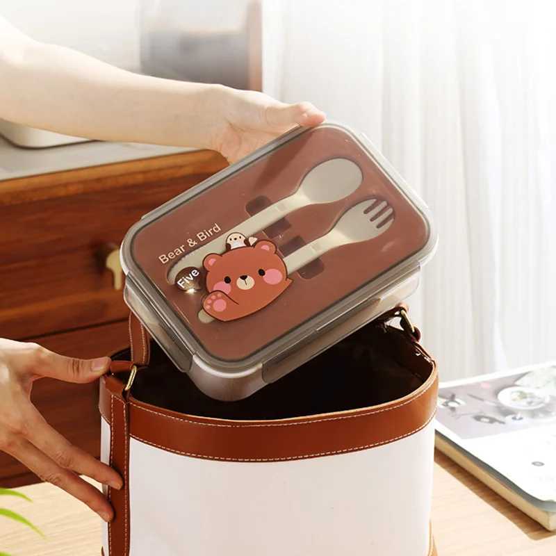 1200ML Bento Lunch Box Kids Lunch Box for School Cartoon Snack Box with TablewarePortable Food Containers H251213