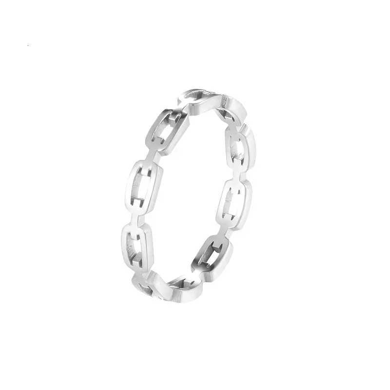 Women Classic Twist Chain Ring for Zircon Stainless Steel Geometric Twist Wrapped Women Couple Ring Wedding Jewelry Aesthetic M251215