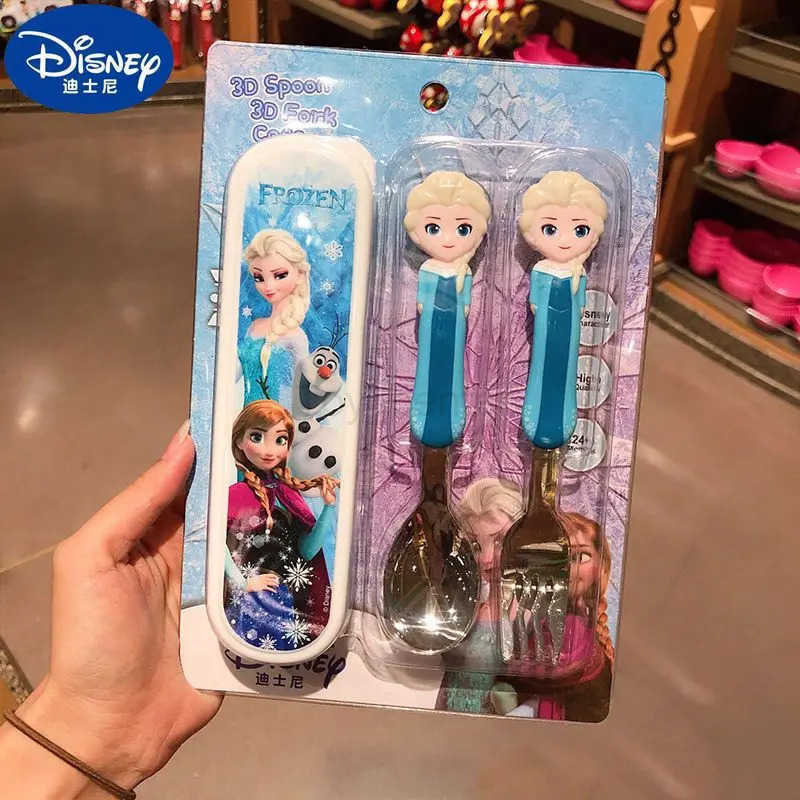 Disney Mickey Minnie Elsa Anna Lightning McQueen Cute Stylish Lightweight Portable Kids Peripherals Cartoon Cutlery Spoon Fork Set H251215