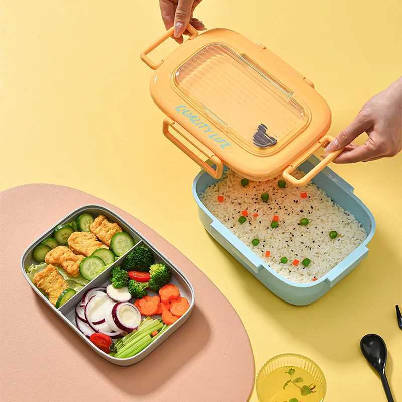 Portable Lunch Box Lunch Container for Kids Double Bento Box with Tableware Microwaveable Food Storage Container H251213