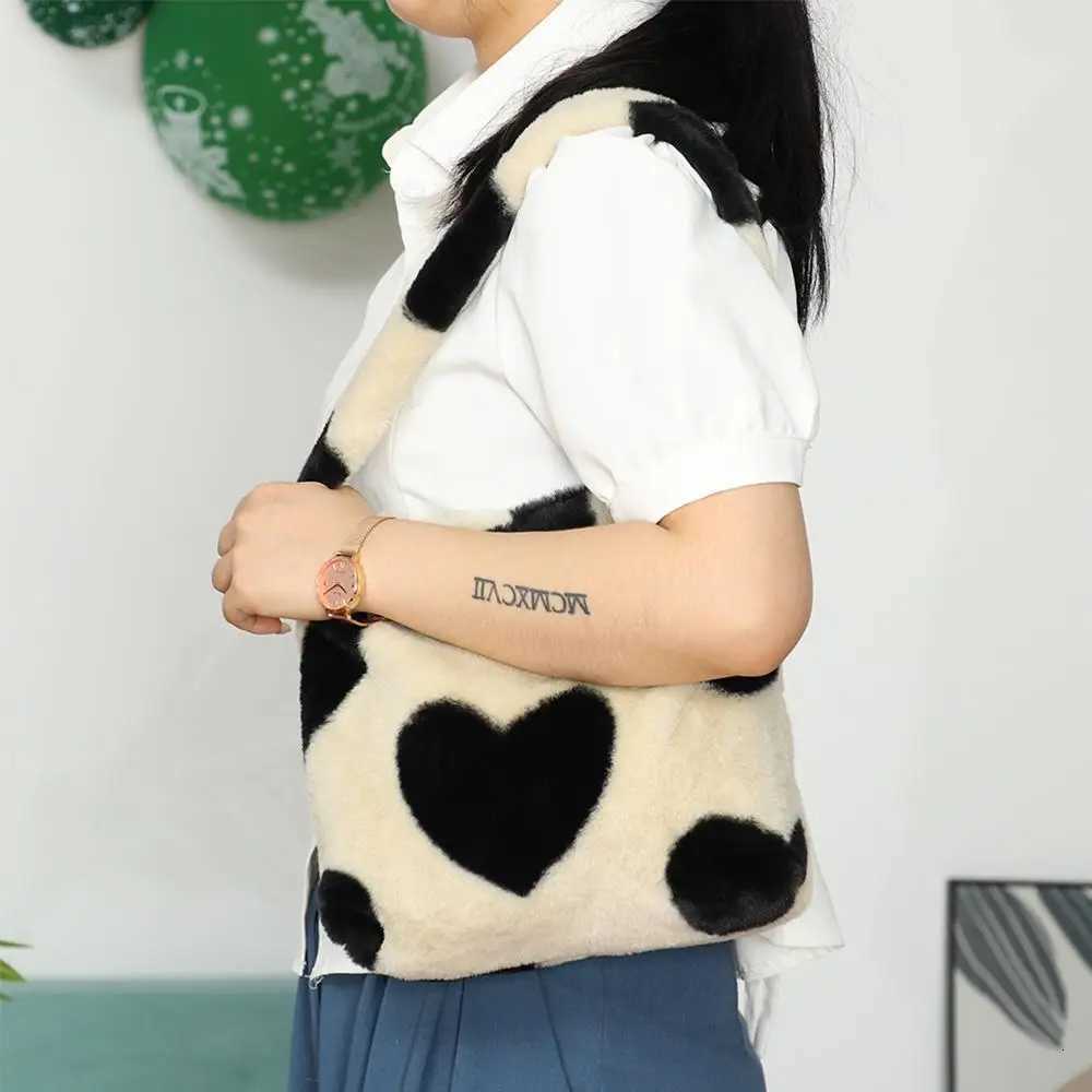 Women Girls Fluffy Shoulder Bag Top-handle Bag Female Autumn Winter Handbag Plush Tote Fashion Shopping BagT251215