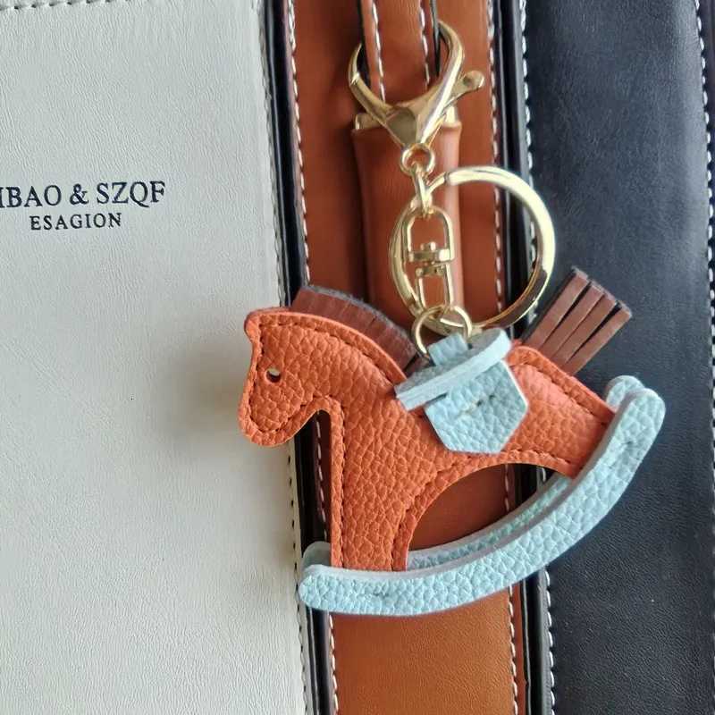 Women Charms Bag Pendant PU Leather KeyChain Cartoon Pony Horses Keyring Cute Animal Ornament Accessories Gift M251215