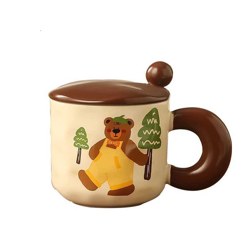 Ceramic g with Lid Spoon At He Off Cute Cartoon Bear Water Cup Decoration He Coffee Cup H251215