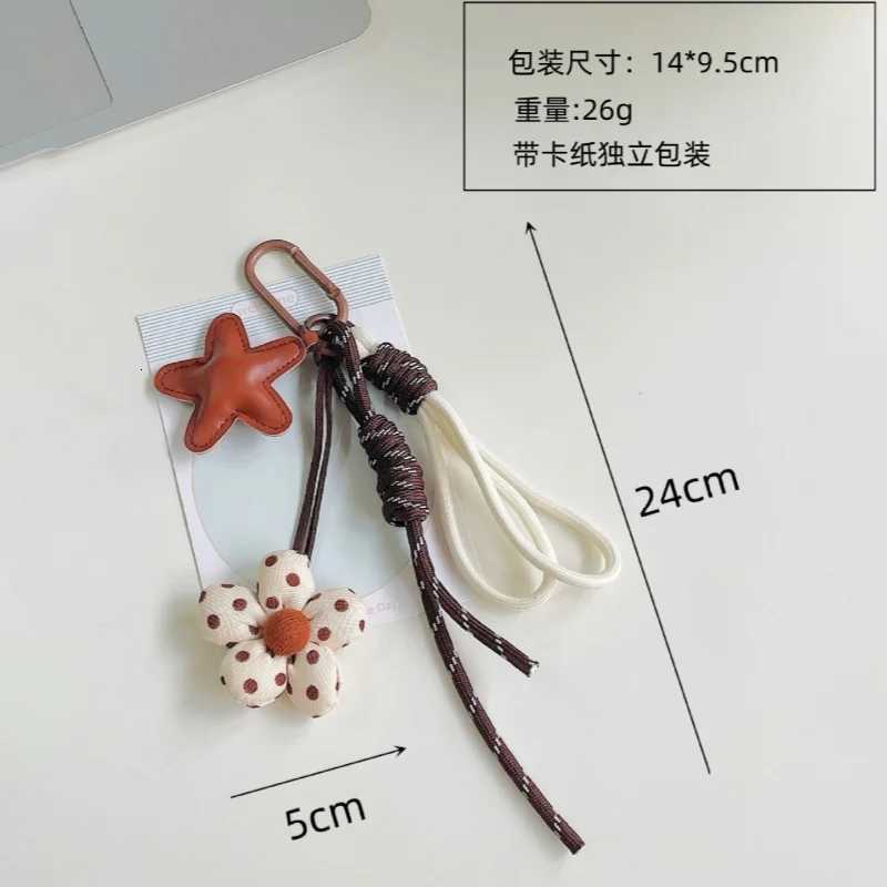 Korean Version Flower Keychain Brown Star Key Chain Anti-Theft Woven Wristband Keyring For Car KeysWallet Fashion Bag Pendant M251215